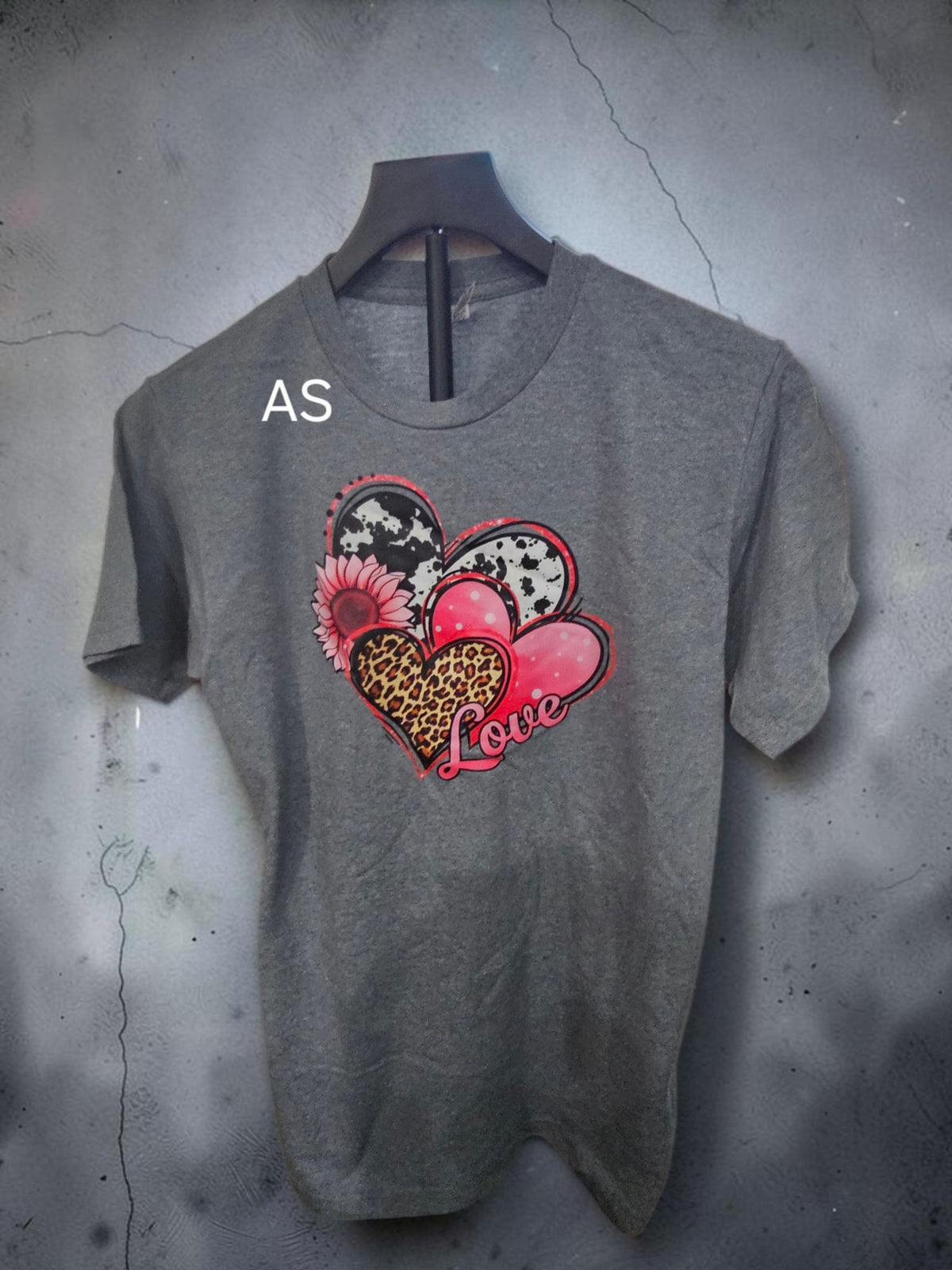 Cow Print & Leopard Love Hearts Graphic T-Shirt