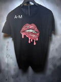 Pink Leopard Dripping Lips Graphic T-Shirt