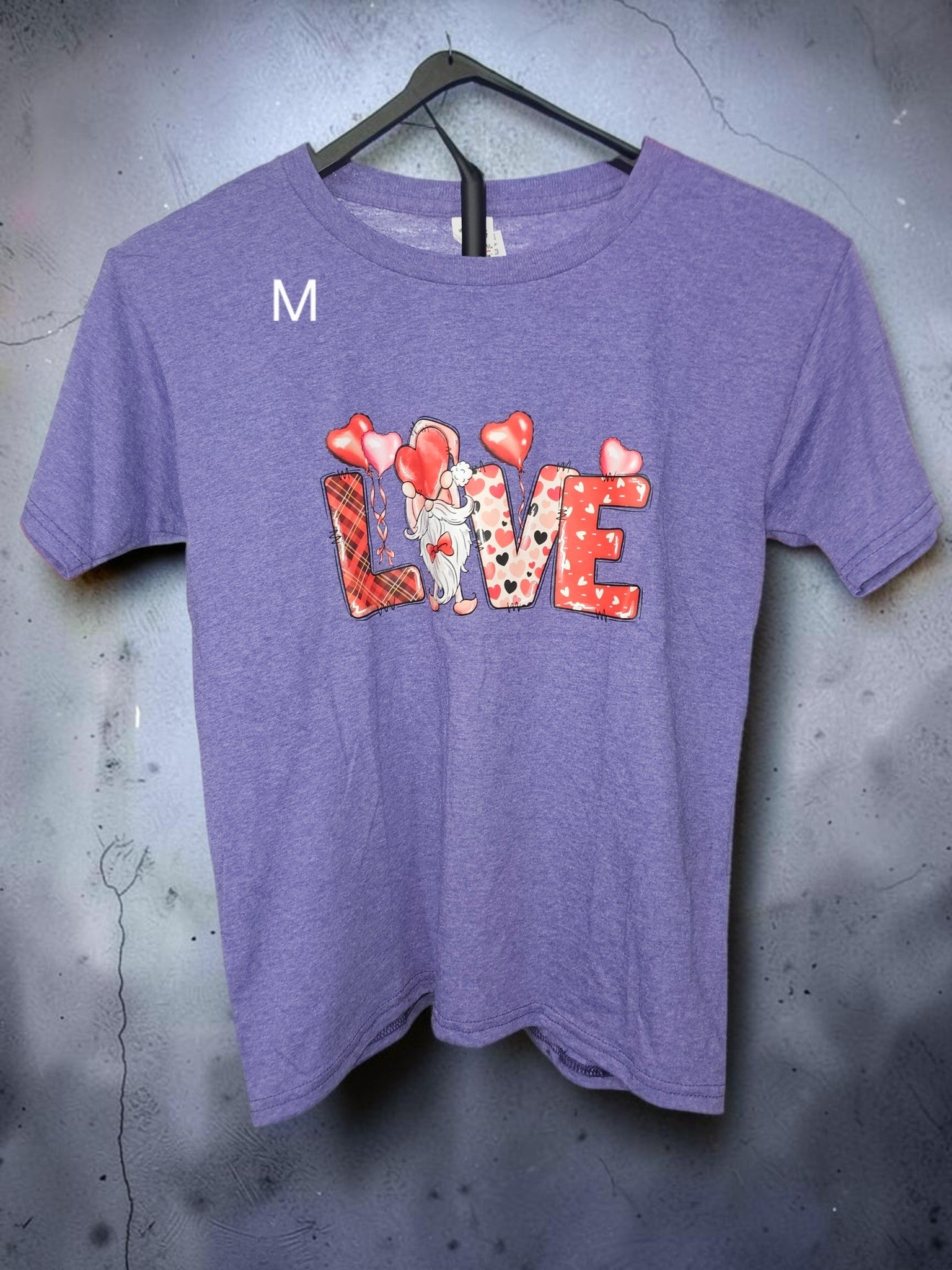 Love Gnome Graphic T-Shirt – Purple Heart Balloon Tee