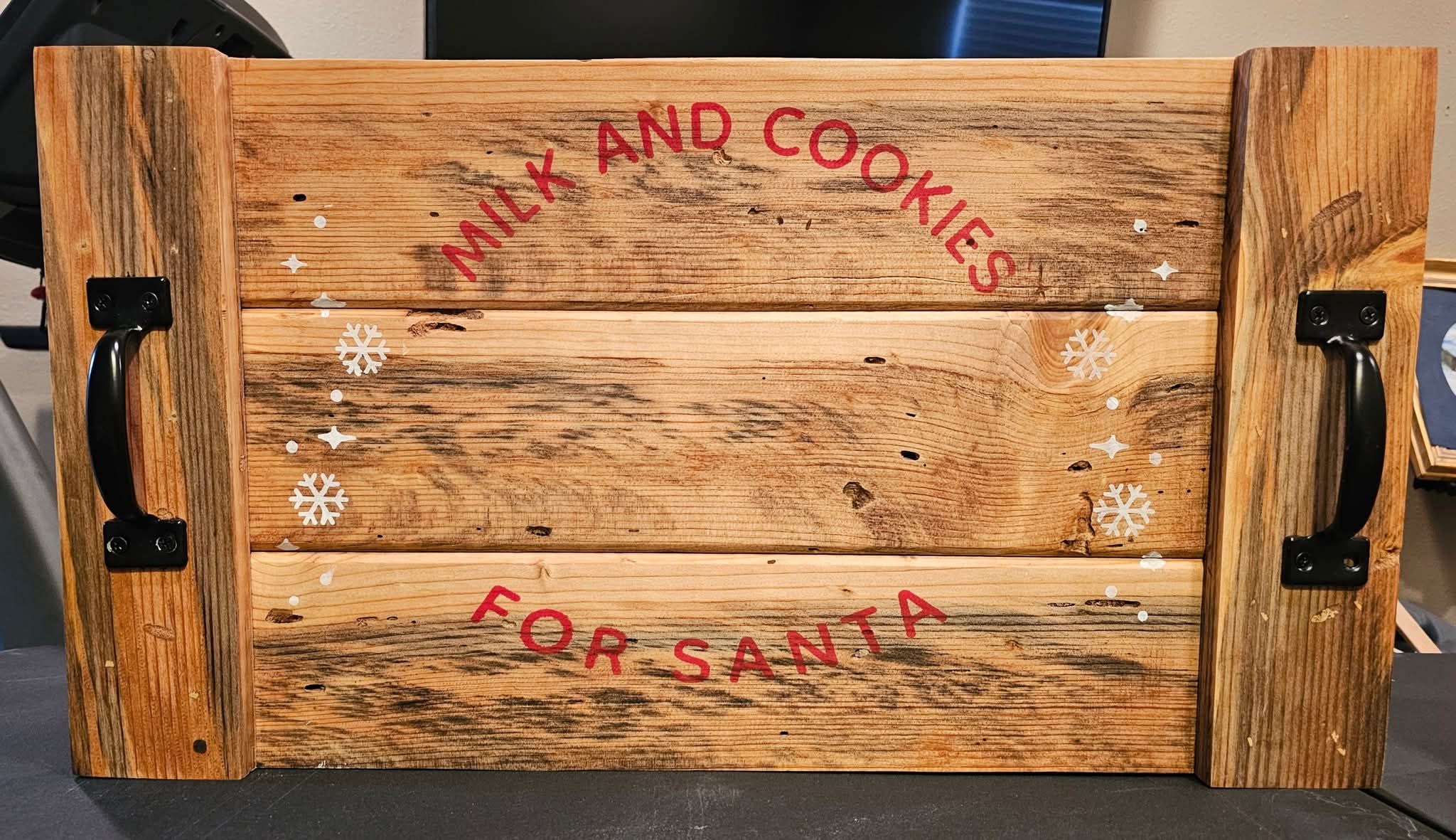Rustic Santa Cookie Tray | Personalized Milk & Cookies for Santa Tray | Handmade Christmas Serving Board