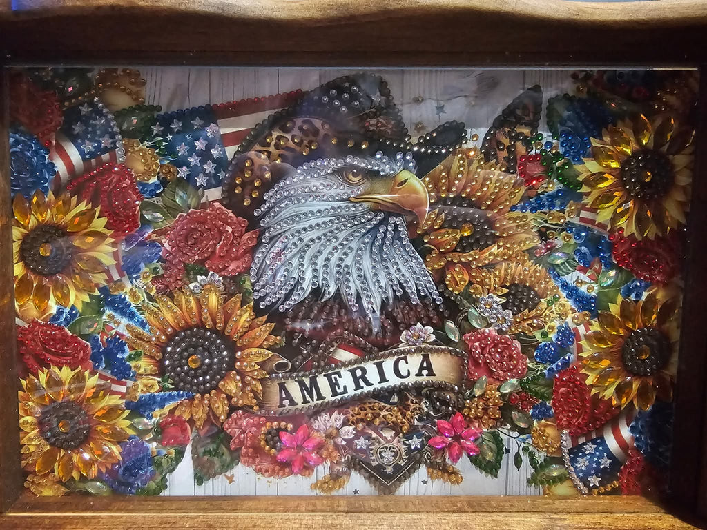 Handcrafted Diamond Painting Decorative Wooden Tray