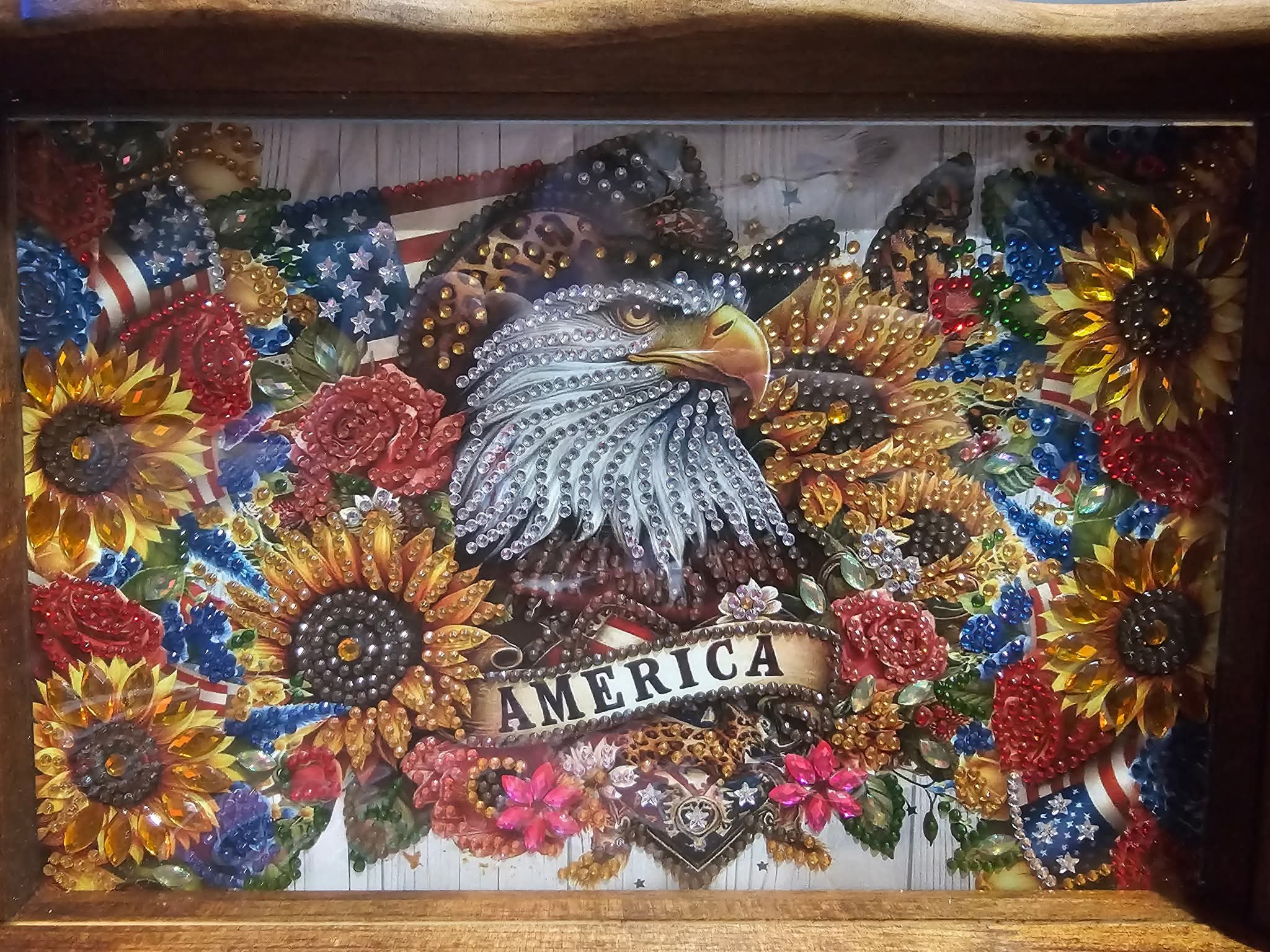 Handcrafted Diamond Painting Decorative Wooden Tray